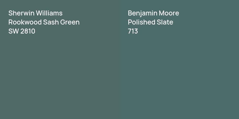 Sherwin Williams Rookwood Sash Green vs. Benjamin Moore Polished Slate