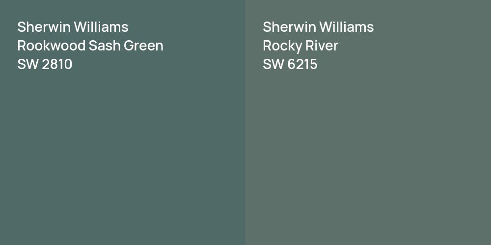 Sherwin Williams Rookwood Sash Green vs. Sherwin Williams Rocky River