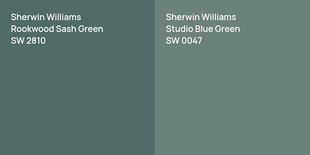 Sherwin Williams Rookwood Sash Green vs. Sherwin Williams Studio Blue Green