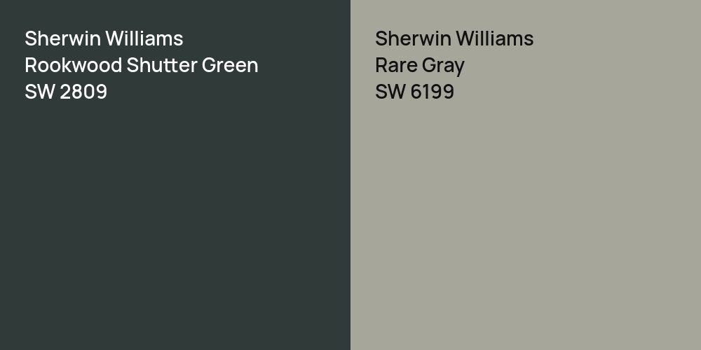 Sherwin Williams Rookwood Shutter Green vs. Sherwin Williams Rare Gray