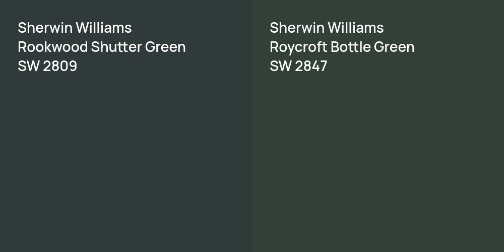 Sherwin Williams Rookwood Shutter Green vs. Sherwin Williams Roycroft Bottle Green