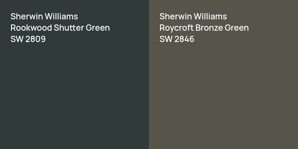 Sherwin Williams Rookwood Shutter Green vs. Sherwin Williams Roycroft Bronze Green