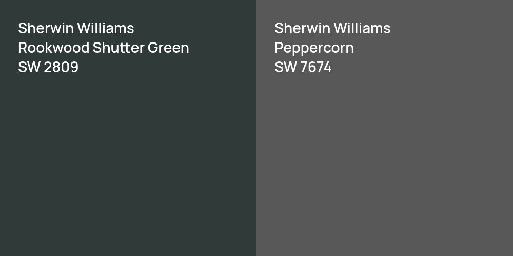 Sherwin Williams Rookwood Shutter Green vs. Sherwin Williams Peppercorn