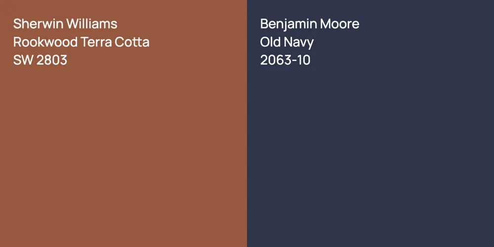 Sherwin Williams Rookwood Terra Cotta vs. Benjamin Moore Old Navy