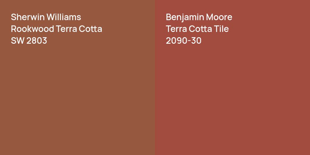 Sherwin Williams Rookwood Terra Cotta vs. Benjamin Moore Terra Cotta Tile