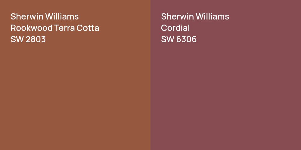 Sherwin Williams Rookwood Terra Cotta vs. Sherwin Williams Cordial