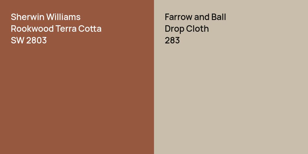 Sherwin Williams Rookwood Terra Cotta vs. Farrow and Ball Drop Cloth