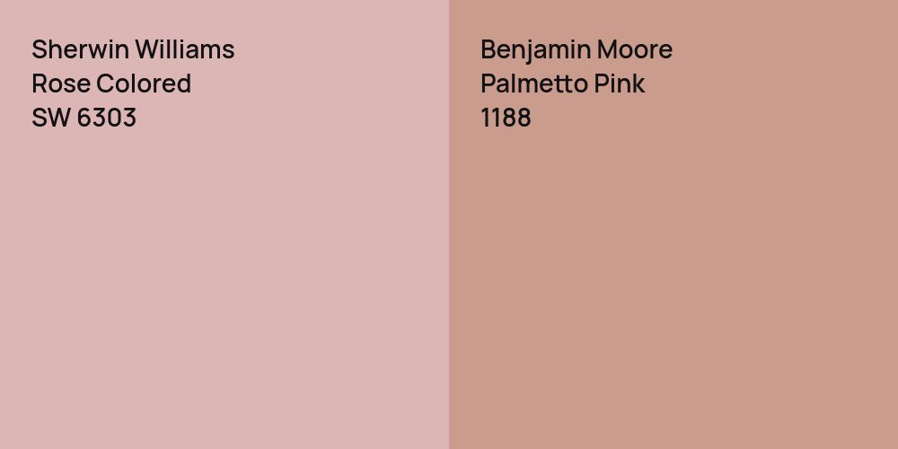 Sherwin Williams Rose Colored vs. Benjamin Moore Palmetto Pink