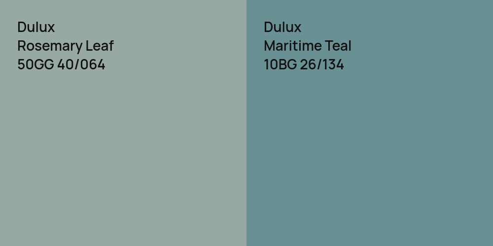 Dulux Rosemary Leaf vs. Dulux Maritime Teal