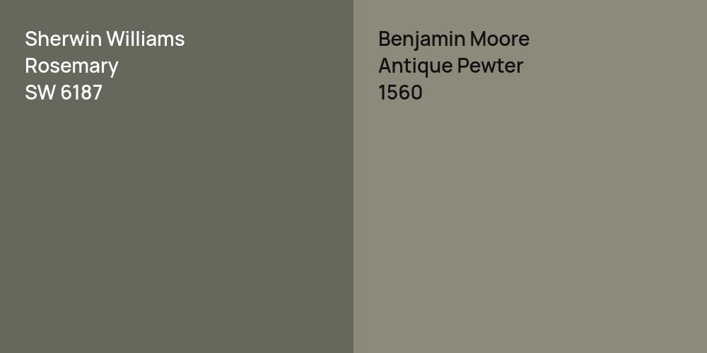 Sherwin Williams Rosemary vs. Benjamin Moore Antique Pewter