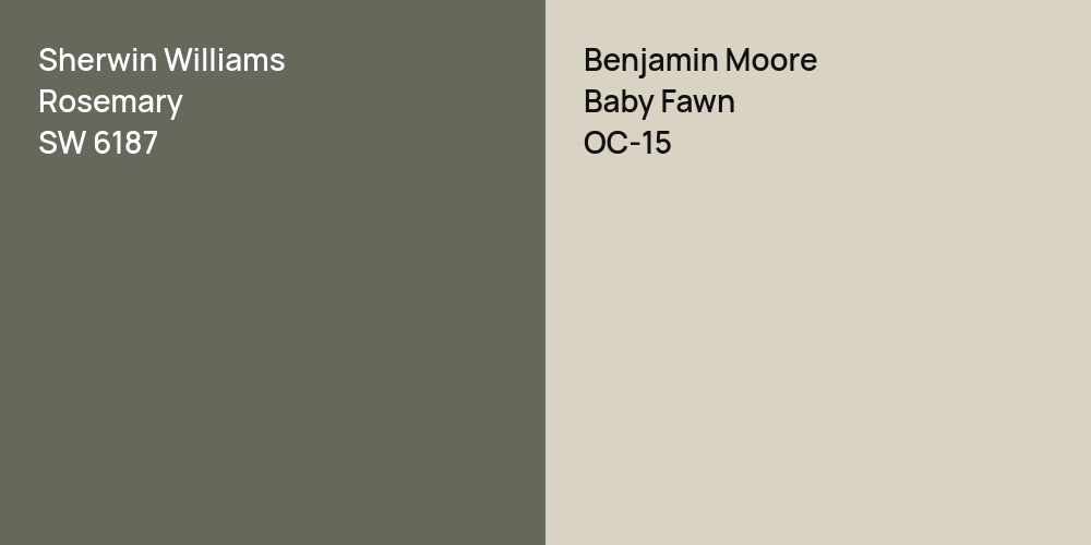 Sherwin Williams Rosemary vs. Benjamin Moore Baby Fawn