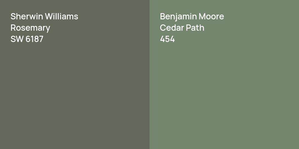 Sherwin Williams Rosemary vs. Benjamin Moore Cedar Path