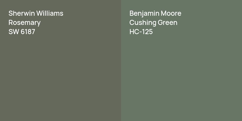 Sherwin Williams Rosemary vs. Benjamin Moore Cushing Green