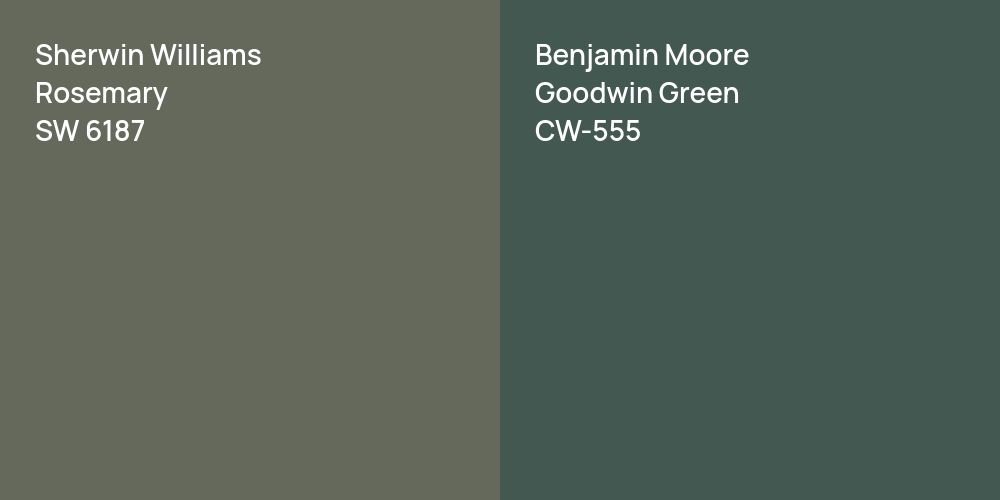 Sherwin Williams Rosemary vs. Benjamin Moore Goodwin Green