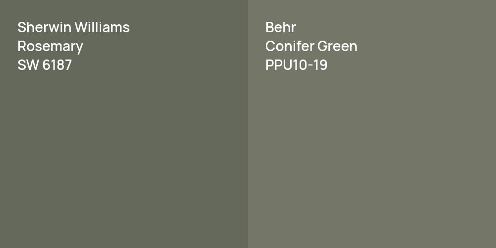 Sherwin Williams Rosemary vs. Behr Conifer Green