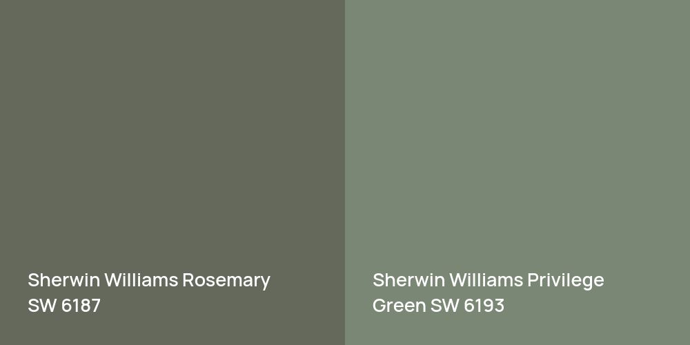 Sherwin Williams Rosemary vs. Sherwin Williams Privilege Green