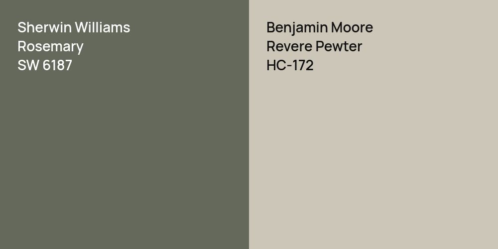 Sherwin Williams Rosemary vs. Benjamin Moore Revere Pewter