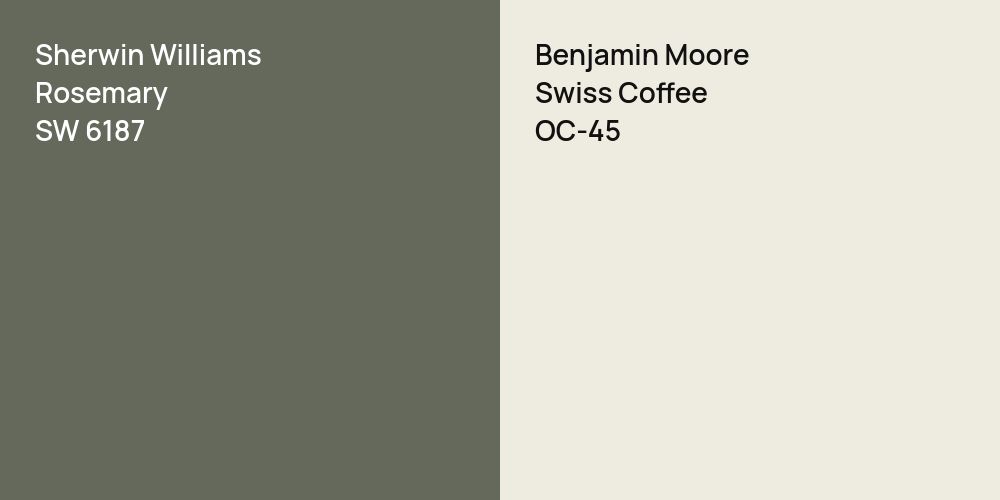 Sherwin Williams Rosemary vs. Benjamin Moore Swiss Coffee