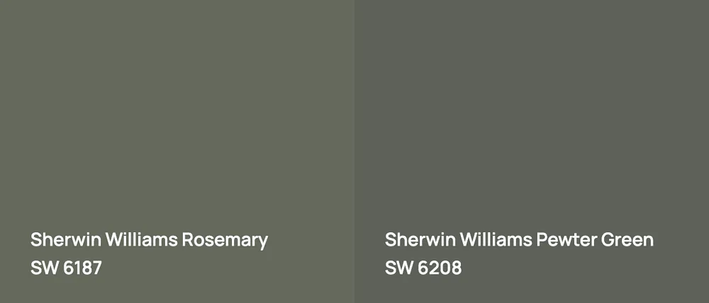 Sherwin Williams Rosemary SW 6187 vs Sherwin Williams Pewter Green SW 6208