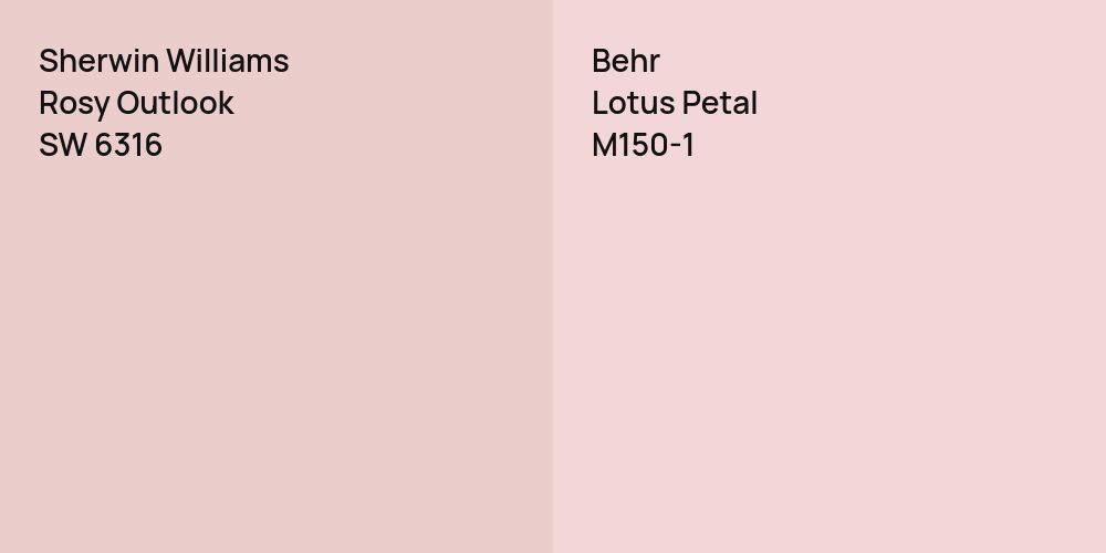 Sherwin Williams Rosy Outlook vs. Behr Lotus Petal