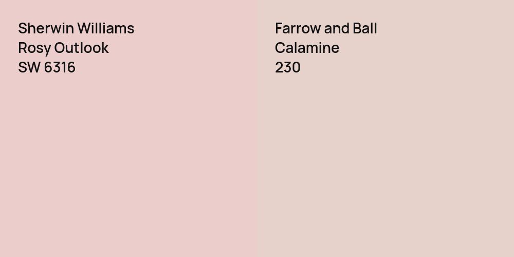 Sherwin Williams Rosy Outlook vs. Farrow and Ball Calamine