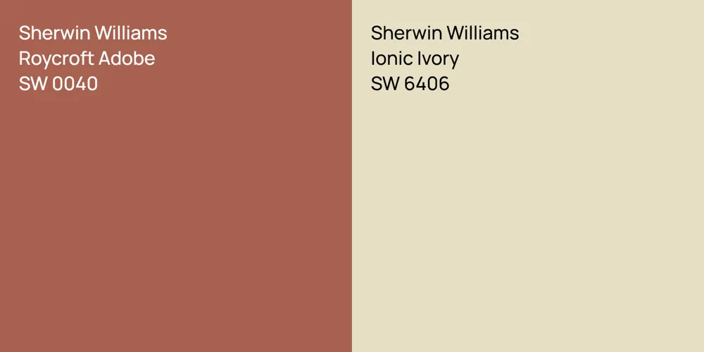 Sherwin Williams Roycroft Adobe vs. Sherwin Williams Ionic Ivory comparison