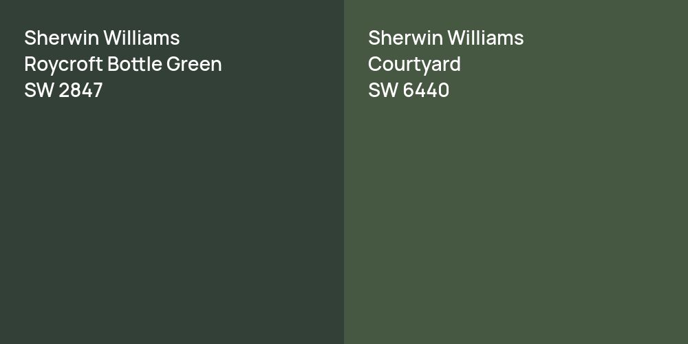 Sherwin Williams Roycroft Bottle Green vs. Sherwin Williams Courtyard