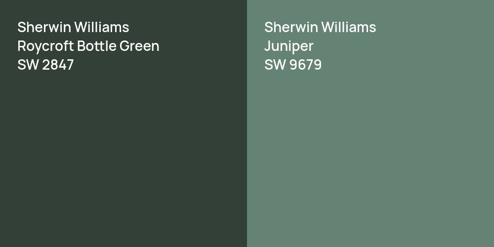 Sherwin Williams Roycroft Bottle Green vs. Sherwin Williams Juniper