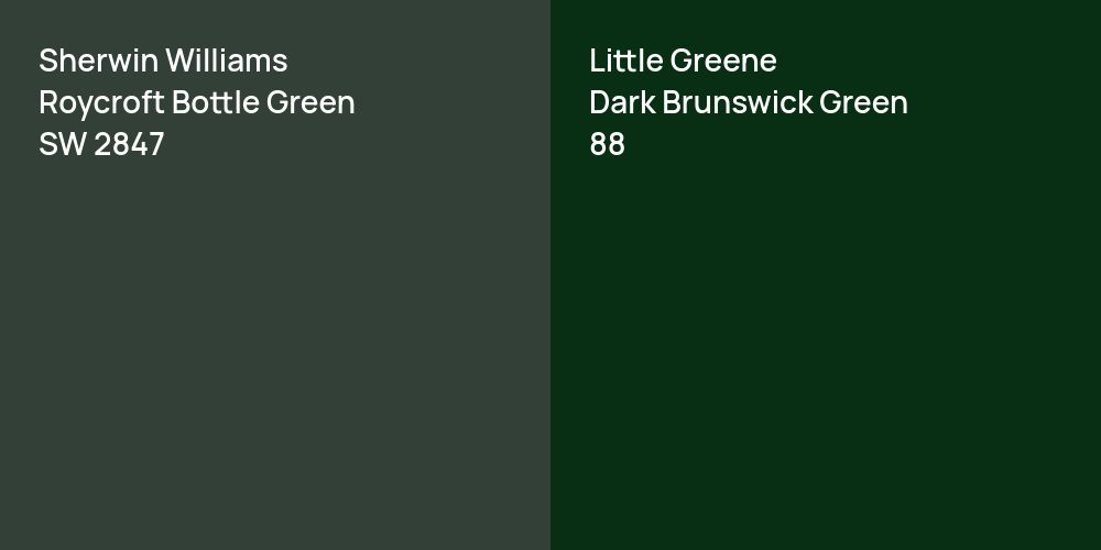 Sherwin Williams Roycroft Bottle Green vs. Little Greene Dark Brunswick Green