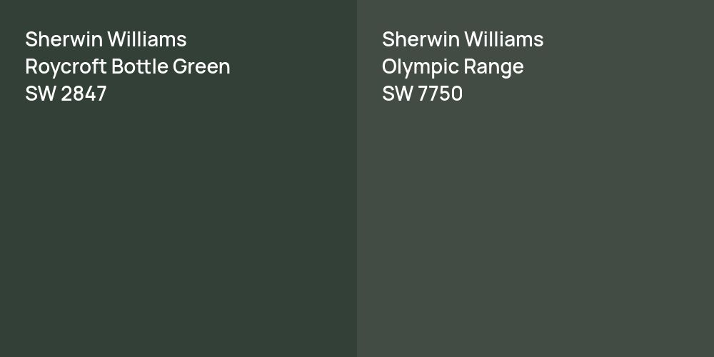 Sherwin Williams Roycroft Bottle Green vs. Sherwin Williams Olympic Range