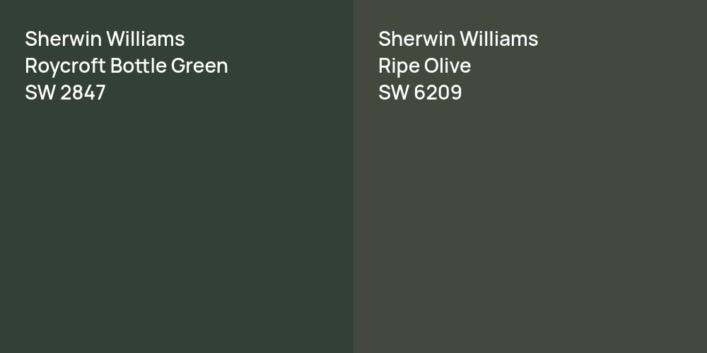 Sherwin Williams Roycroft Bottle Green vs. Sherwin Williams Ripe Olive