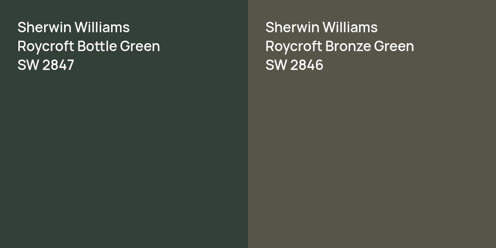 Sherwin Williams Roycroft Bottle Green vs. Sherwin Williams Roycroft Bronze Green