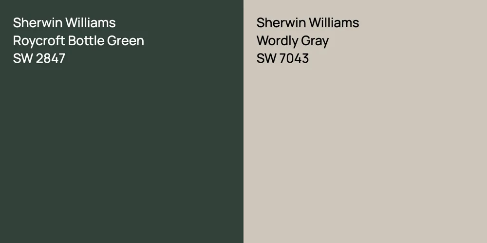 Sherwin Williams Roycroft Bottle Green vs. Sherwin Williams Wordly Gray