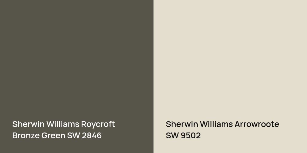 Sherwin Williams Roycroft Bronze Green vs. Sherwin Williams Arrowroote