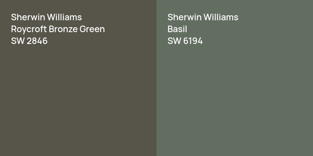 Sherwin Williams Roycroft Bronze Green vs. Sherwin Williams Basil