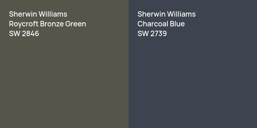 Sherwin Williams Roycroft Bronze Green vs. Sherwin Williams Charcoal Blue