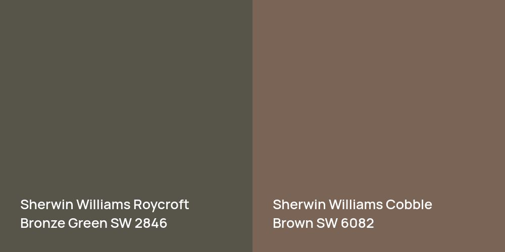 Sherwin Williams Roycroft Bronze Green vs. Sherwin Williams Cobble Brown