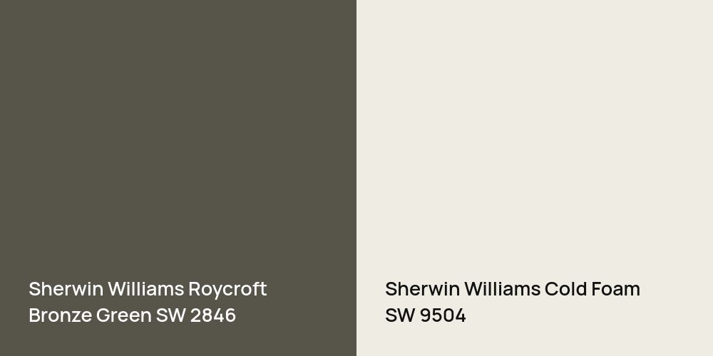 Sherwin Williams Roycroft Bronze Green vs. Sherwin Williams Cold Foam