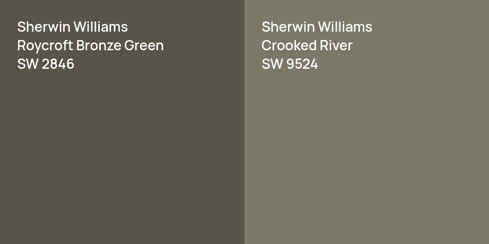 Sherwin Williams Roycroft Bronze Green vs. Sherwin Williams Crooked River