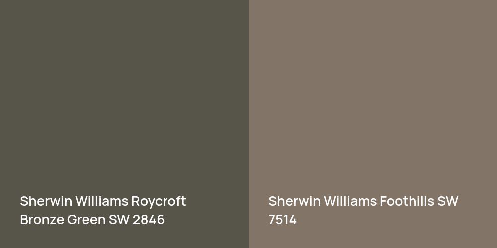 Sherwin Williams Roycroft Bronze Green vs. Sherwin Williams Foothills