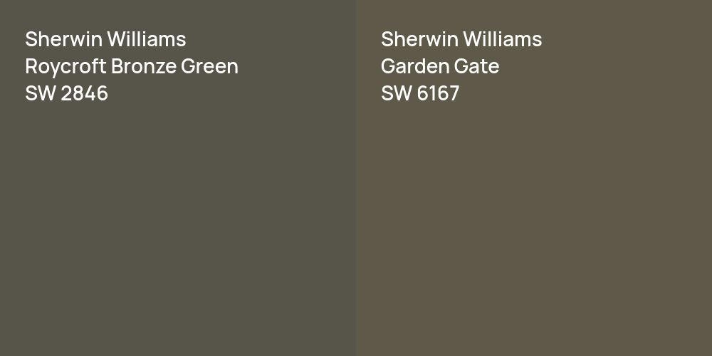 Sherwin Williams Roycroft Bronze Green vs. Sherwin Williams Garden Gate