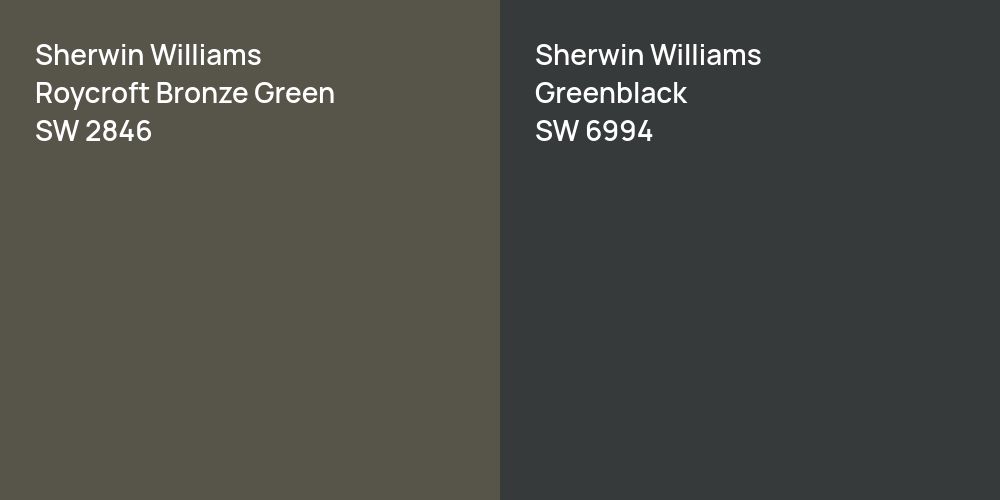 Sherwin Williams Roycroft Bronze Green vs. Sherwin Williams Greenblack