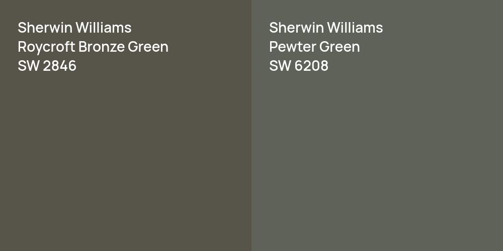 Sherwin Williams Roycroft Bronze Green vs. Sherwin Williams Pewter Green