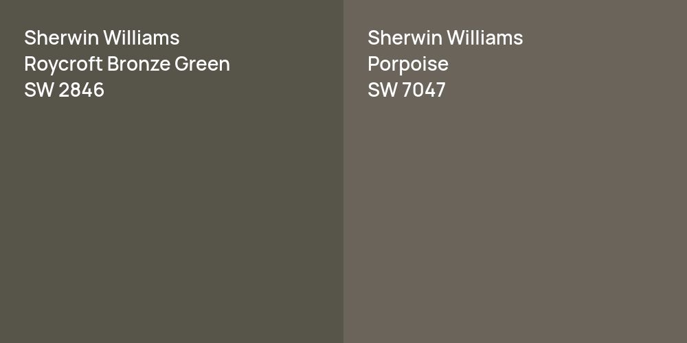 Sherwin Williams Roycroft Bronze Green vs. Sherwin Williams Porpoise