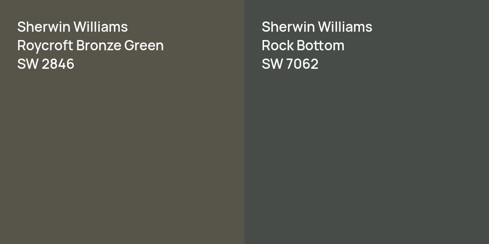 Sherwin Williams Roycroft Bronze Green vs. Sherwin Williams Rock Bottom