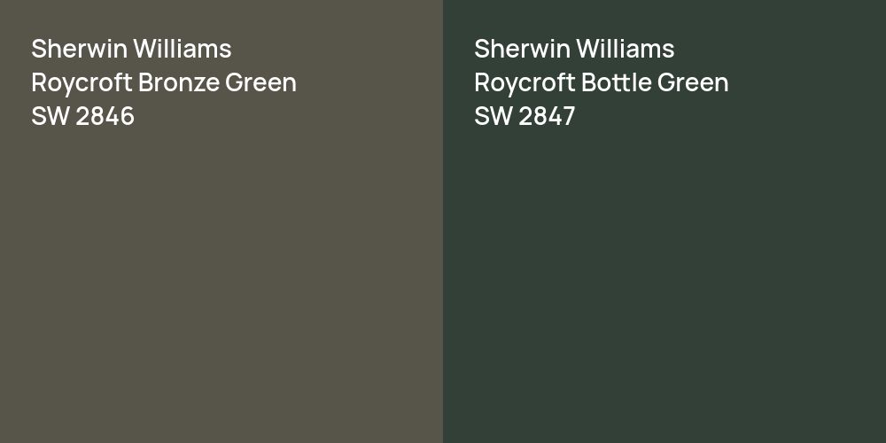 Sherwin Williams Roycroft Bronze Green vs. Sherwin Williams Roycroft Bottle Green