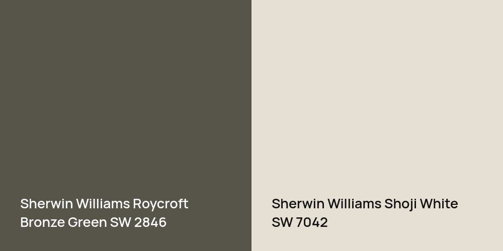 Sherwin Williams Roycroft Bronze Green vs. Sherwin Williams Shoji White