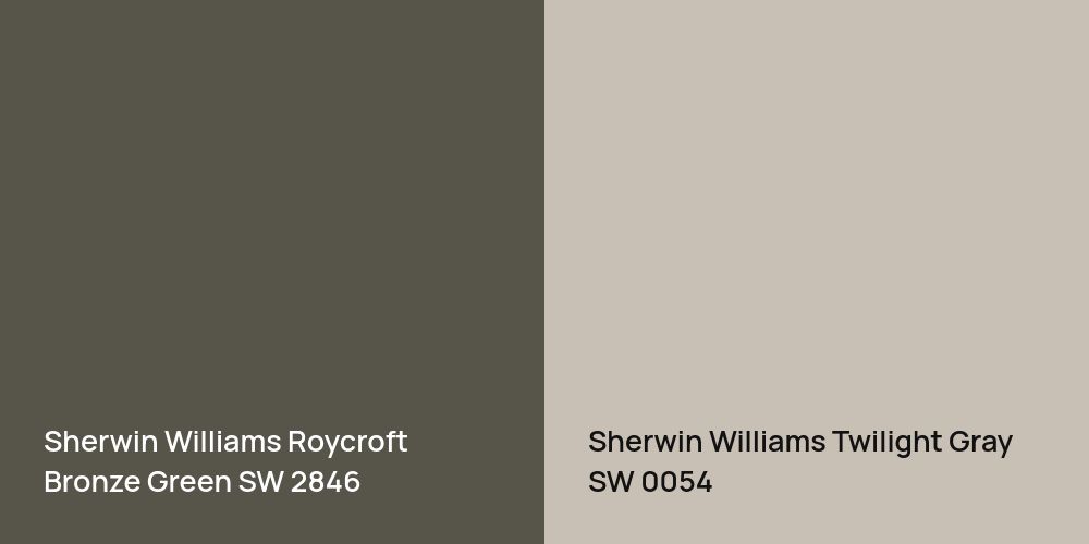 Sherwin Williams Roycroft Bronze Green vs. Sherwin Williams Twilight Gray