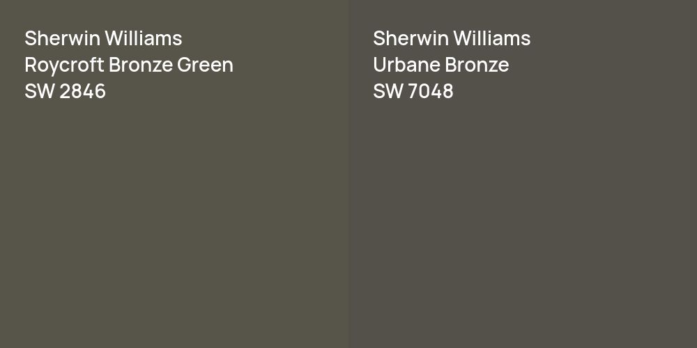 Sherwin Williams Roycroft Bronze Green vs. Sherwin Williams Urbane Bronze