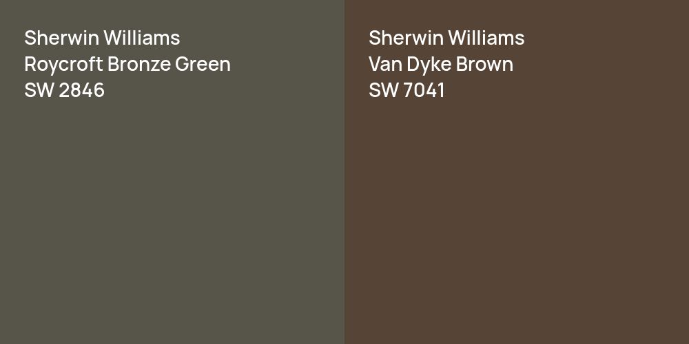 Sherwin Williams Roycroft Bronze Green vs. Sherwin Williams Van Dyke Brown